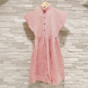 Vintage Babydoll Dress Shirt Red and White Polka Dot Size Measured or Small